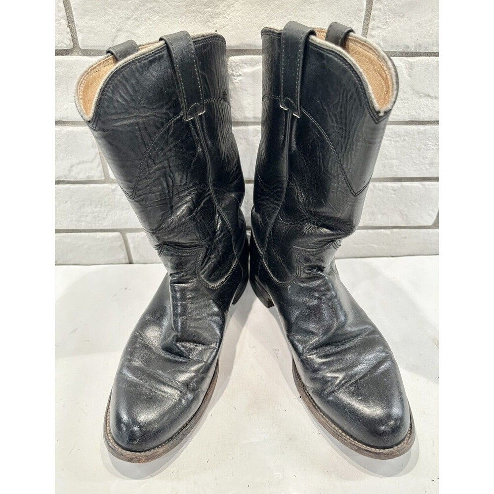 Justin Boots Black Leather Western Heeled Boots